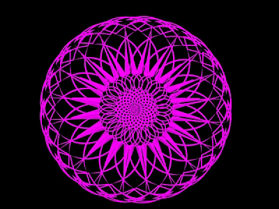 Pink Spherical Art Installation With Intricate Floral And Geometric Patterns On Black Background 3d model