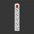 Durable White Power Strip With Multiple Outlets And Red Switch For Computer Accessories 3d model