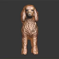 Brown Poodle Sculpture in Standing Pose with Shiny Appearance on Black Surface 3d model