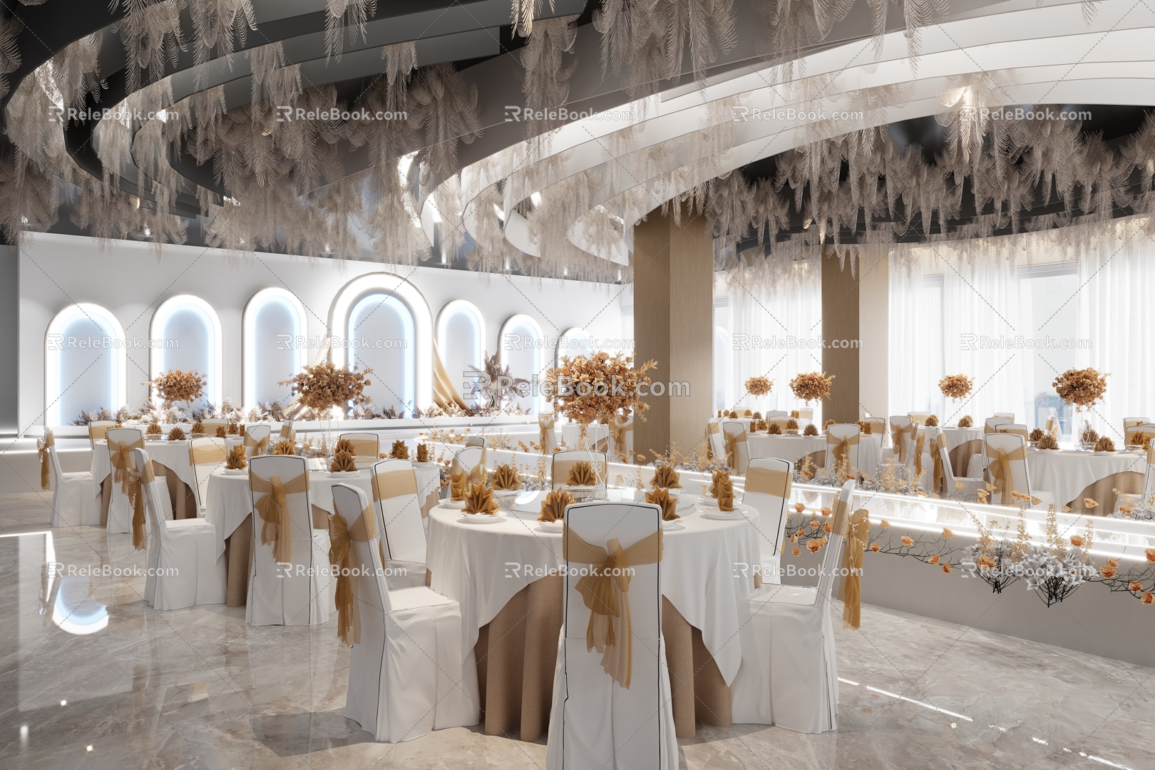 Modern Banquet Hall Wedding 3d model