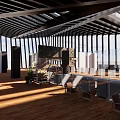 Modern Museum Building Interior With Wooden Flooring Open Space Natural Light And Black Slatted Structures