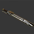 Ornate Medieval Sword With Serrated Silver Blade And Gold Engraved Hilt Design 3d model