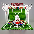 FIFA World Cup Qatar 2022 Themed Scene With Soccer Goal Grass Field And Cartoon Players