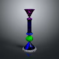 Colorful Glass Candlestick With Purple Top Blue Body Green Sphere And Marble Base