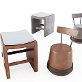 Modern Stools With Different Designs Wood Leather And Backrest For Home Decor