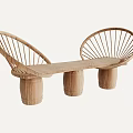 Modern Woven Landscape Seat With Shell Shaped Backrest And Cylindrical Legs 3d model