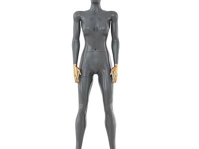 Gray Full Body Fashion Mannequin with Gold Hands for Apparel 3d model