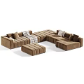 Modern L Shaped Sofa Set With Ottoman And Multiple Color Options 3d model