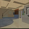 Modern Medical Beauty Clinic Reception Area With White Marble Desk And Hanging Lights