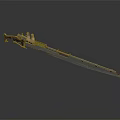 Sleek Sniper Rifle With Blue Gold Accents Metallic Body And Detailed Scope Design