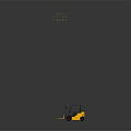 Yellow And Black Industrial Forklift With Front Forks And Operator Cab