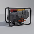 Industrial Equipment With Black Metal Frame Yellow Red Components And Gray Body