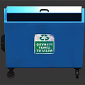 Durable Blue Recycling Bin with Wheels and Correct Waste Disposal Label