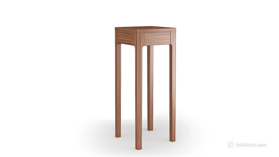 Simple Wooden Plant Stand With Four Legs And Striped Design Details 3d model 