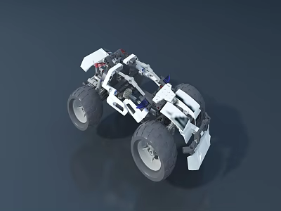 Electric Toy Off Road Vehicle With Big Wheels White Body And Detailed Structure For Kids Play 3d model