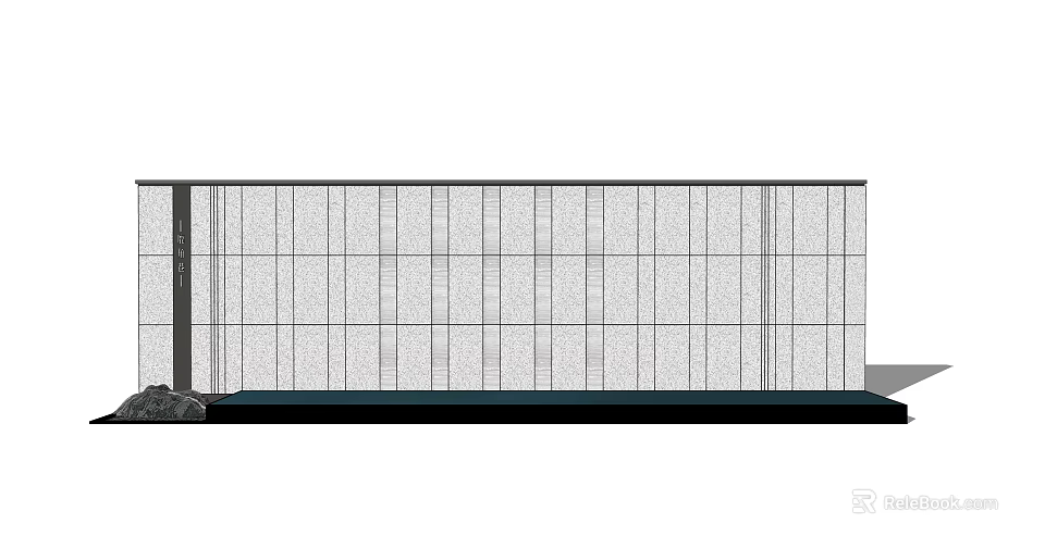 Modern Feature Wall With Vertical Grid Pattern And Stone Base Design 3d model 