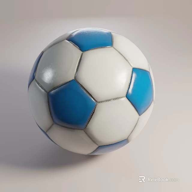 Blue and White Soccer Ball Classic Hexagonal Panel Design Sports Equipment for Training 3d model 