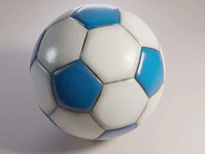 Blue and White Soccer Ball Classic Hexagonal Panel Design Sports Equipment for Training 3d model