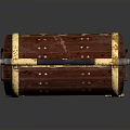 Red Treasure Chest With Black And Gold Handle Moon And Star Engravings