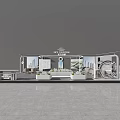 Modern Corporate Exhibition Hall Design With Booth Structure Display Screens And Green Plants