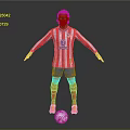Man Wearing Red White Striped Jersey Blue Shorts Red Socks Standing With Football Arms Outstretched