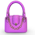 Fashionable Purple Glossy Handbag With Top Handle And Gold Chain Decoration