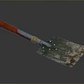 Old Rusty Shovel With Wooden Handle And Metal Blade Showing Rust And Wear
