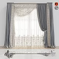 Gray Curtains With Sheer Lace Panels And Intricate Floral Patterns For Windows