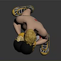 Male Boxer Wearing Black Boxing Gloves White Shorts and Yellow Shoes