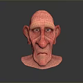 Realistic 3D Elderly Male Game Movie Character With Wrinkled Face Large Ears And Blue Eyes