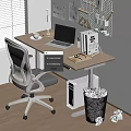 Desk and Chair Combination Office Chair Desk and Chair Study Table 3d model