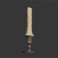 Burned Candle On Copper Candlestick Holder With Melted Wax Dripping Design