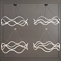 Modern Wave Design Chandeliers With White Curved Frames And Gold Accents For Contemporary Interior Decoration