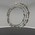 Hanging Circular Art Installation With Multiple Rings And Decorative Elements In White Gallery Space 3d model
