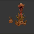 Unique Plant Featuring Red Yellow Flower Green Stem And Small Pineapple Like Structures With Buds