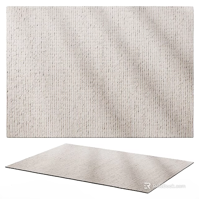 Light Beige Square Rug With Woven Texture For Modern Home Interior Decor 3d model