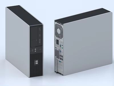 Two Desktop Computer Cases Silver And Black Modern Design Front Panel Ports And Cooling Vents 3d model