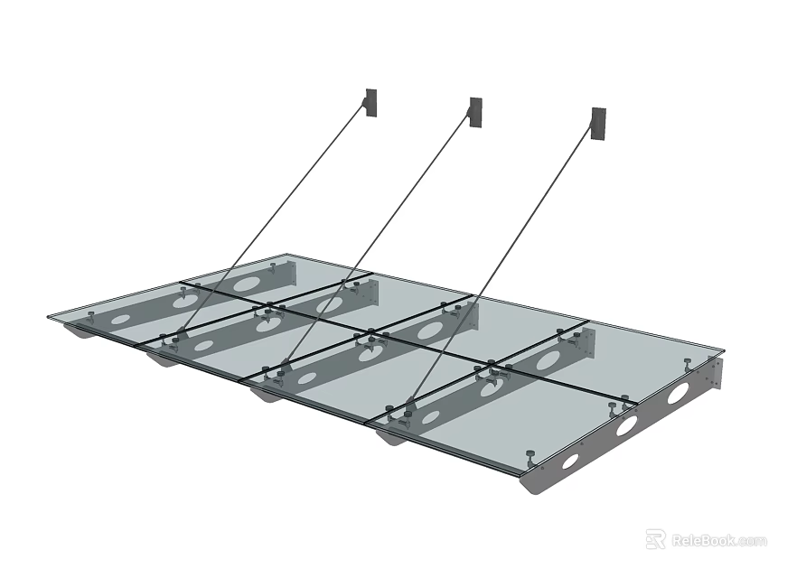 Modern Transparent Canopy Structure With Metal Brackets And Roof Panels Design 3d model 