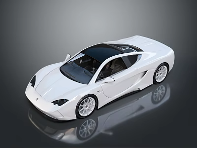 White Sports Car With Sleek Aerodynamic Body Black Roof And Alloy Wheels 3d model