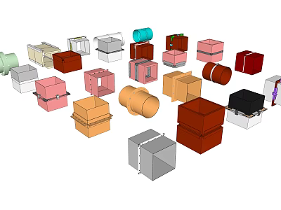 Assorted Colored Pipes and Fittings with Multiple Materials and Sizes 3d model