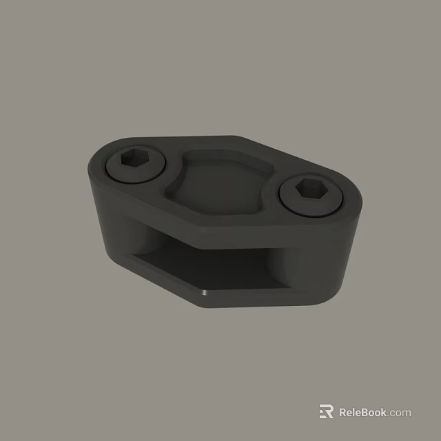 Black Mechanical Connector Part With Two Bolt Holes And Groove Structure 3d model 