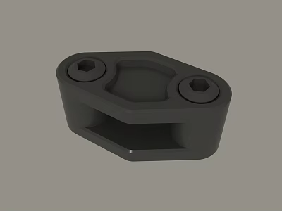 Black Mechanical Connector Part With Two Bolt Holes And Groove Structure 3d model