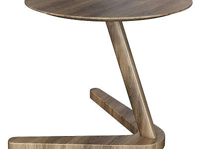 Modern Wooden Side Table With Round Top And Sturdy Geometric Support Base 3d model