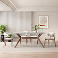 Dining table chair rock plate dining table dining table combination 3d model