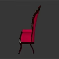 Single Seater Sofa With Pink Upholstery And Ornate Carved Wooden Details