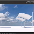 Outdoor Tensile Membrane Structure With White Canopy And Support Frame Design 3d model