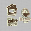 Public Facility Coffee House Design With House Icon Clock And Coffee Time 3d model