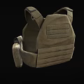 Game Movie Character Wearing Brown Military Style Tactical Vest With Multiple Pockets And Thick Straps