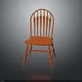 Stylish Orange Wooden Chair With Vertical Slat Back Design For Home Furniture