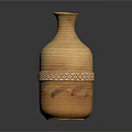 Handcrafted Ceramic Wine Bottle With Woven Textured Design And Amber Color Finish